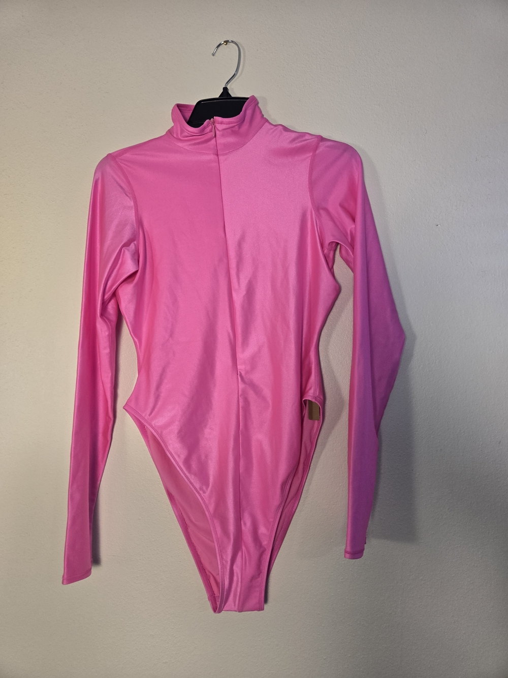 SKIMS Shine Swim Taffy Pink Long Sleeve High-Cut Bodysuit
